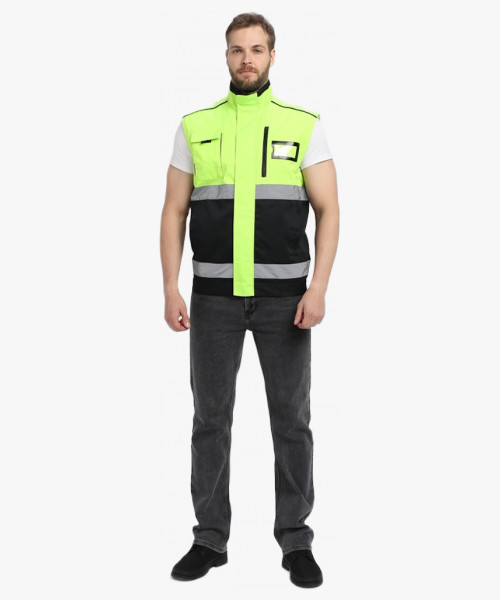 Куртка-трансформер сигнальная ProfLineSpecialist (тк.Смесовая МВО,240), желтый/черный