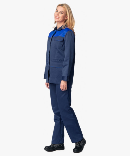 Костюм женский (тк.Смесовая,210) брюки, т.синий/васильковый