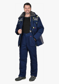 Костюм СИРИУС-ФАВОРИТ зимний: куртка, брюки т.синий со ср.серым