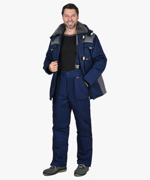 Костюм СИРИУС-ФАВОРИТ зимний: куртка, брюки т.синий со ср.серым