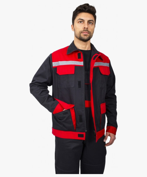 Костюм Престиж (тк.Саржа,250) п/к, т.серый/красный