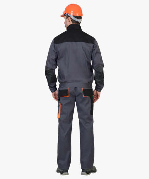 Костюм СИРИУС-МАНХЕТТЕН кор. кур., бр., т.серый с оранж. и черым тк. стрейч пл. 250 г/кв.м