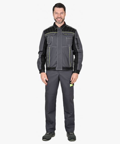 Костюм мужской летний СИРИУС-ПРЕСТИЖ куртка, брюки, СВ кант, серый