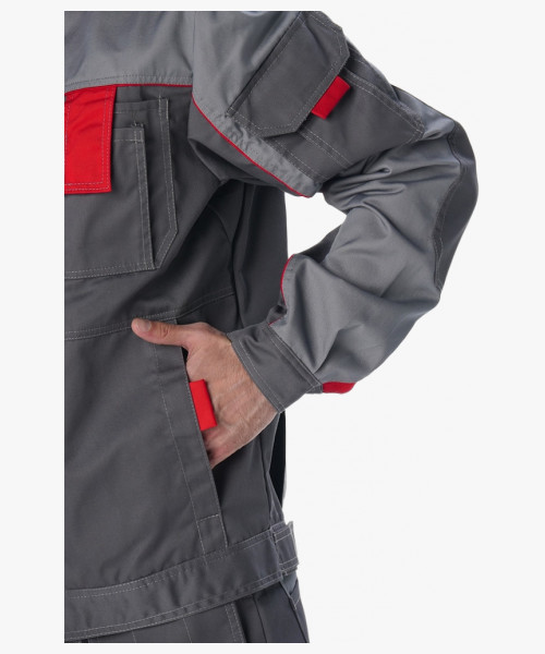 Костюм Союз-Профессионал-2 (тк.Балтекс,240) п/к, т.серый/св.серый/красный