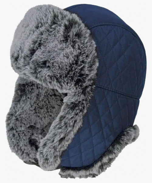 Шапка-ушанка Brodeks Extreme KM109, цвет синий, серый мех