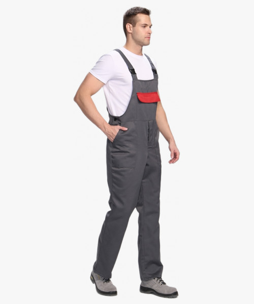 Полукомбинезон для ИТР (тк.Смесовая,210), серый/красный