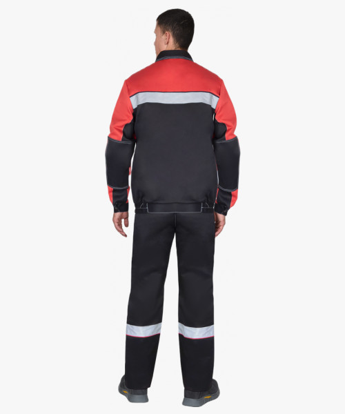 Костюм СИРИУС-ЛИГОР-2 куртка короткая, п/к, черный с красным и СОП