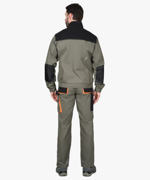 Костюм СИРИУС-МАНХЕТТЕН куртка кор., п/к  оливковый с оранжевым и чер. тк. мех. стрейч пл 260 г/кв