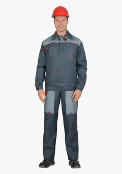 Костюм мужской СИРИУС-ФАВОРИТ-РОСС куртка, п/к, тёмно-серый со светло-серым