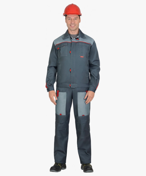 Костюм мужской СИРИУС-ФАВОРИТ-РОСС куртка, п/к, тёмно-серый со светло-серым