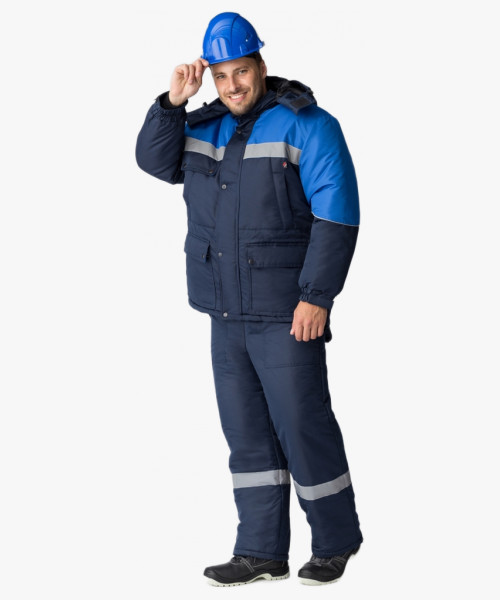 Костюм зимний Сибер Виндстоп СОП (Таслан) п/к, темно-синий/васильковый