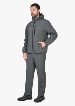 Куртка СИРИУС-АЗОВ с капюшоном серый  софтшелл пл 350 г/кв.м