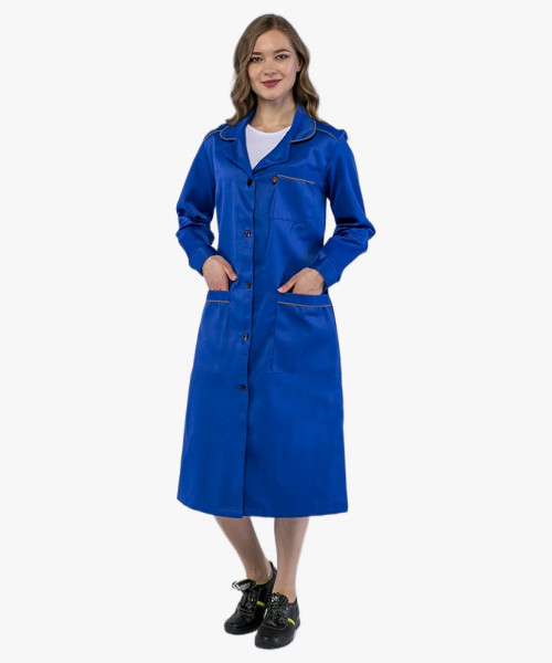 Халат женский для ИТР (тк.Смесовая,210), васильковый