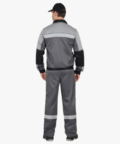Костюм СИРИУС-ЛИГОР-2 куртка короткая, брюки, темно-серый со светло-серым и черным, СОП