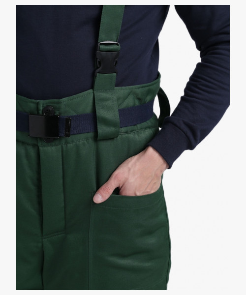 Костюм зимний Труженик-Ультра СОП (тк.Смесовая,210) брюки, т.зеленый/лимонный