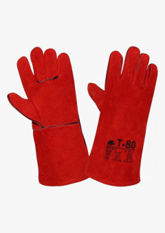 Краги спилковые Т-80 красные с подкладкой, КРА007