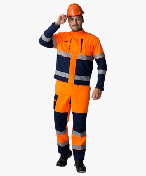 Костюм сигнальный (тк.Балтекс,210) п/к, оранжевый/т.синий