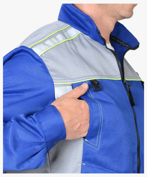 Костюм СИРИУС-ПРАКТИК куртка, п/к васильковый со св.серым