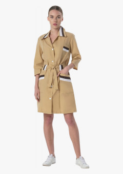 Халат женский с поясом Флора (тк.ТиСи), бежевый/коричневый