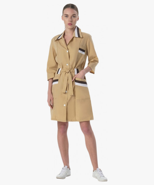 Халат женский с поясом Флора (тк.ТиСи), бежевый/коричневый