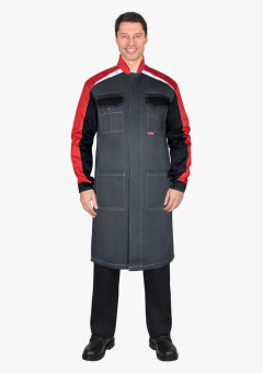 Халат СИРИУС-ФАВОРИТ-МЕГА мужской, тёмно-серый с черным и красной отделкой
