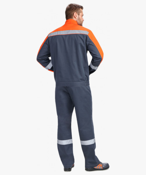 Костюм Бриготек-2 СОП (тк. Смесовая, 260) полукомбинезон, т.серый/оранжевый