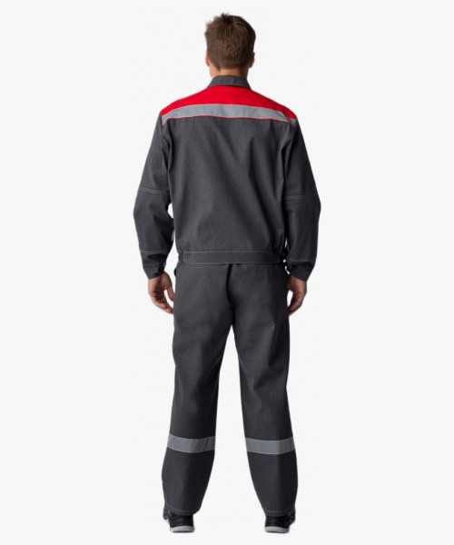 Костюм Липецк-1 СОП (тк.Смесовая,260) брюки, т.серый-меланж/красный