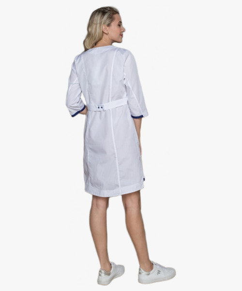 Халат женский Симпл-003 (тк.Смесовая,120) MedLine, белый/синий
