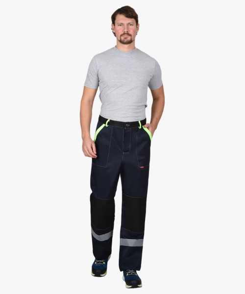 Костюм СИРИУС-ПРОФИЛЬ куртка, брюки, темно-синий с лимонным с черной отделкой и СОП