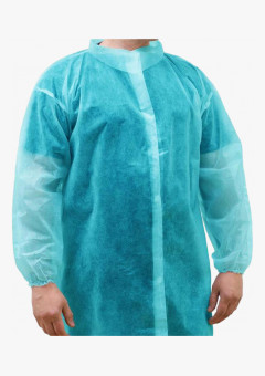 Халат одноразовый медицинский на липучках голубой 20 гр/м2