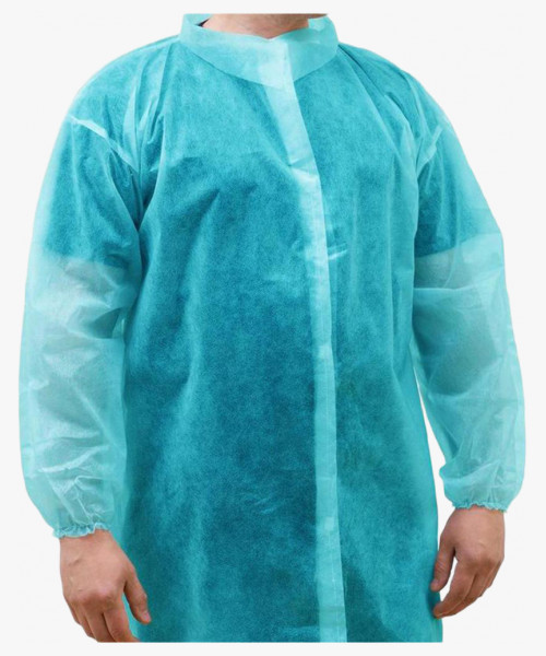 Халат одноразовый медицинский на липучках голубой 20 гр/м2