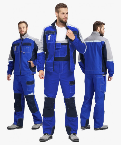 Костюм Вектрон-2 (тк.Смесовая,240) п/к, васильковый/т.синий/серый