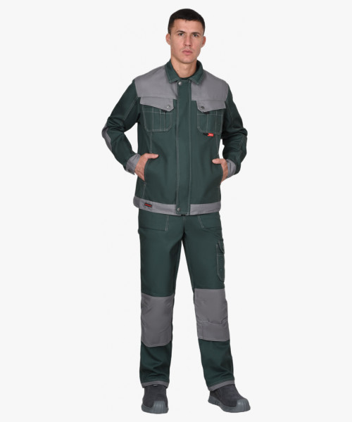 Куртка СИРИУС-ВЕСТ-ВОРК кор. зеленая со ср.серым