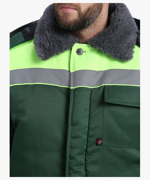 Костюм зимний Труженик-Ультра СОП (тк.Смесовая,210) брюки, т.зеленый/лимонный