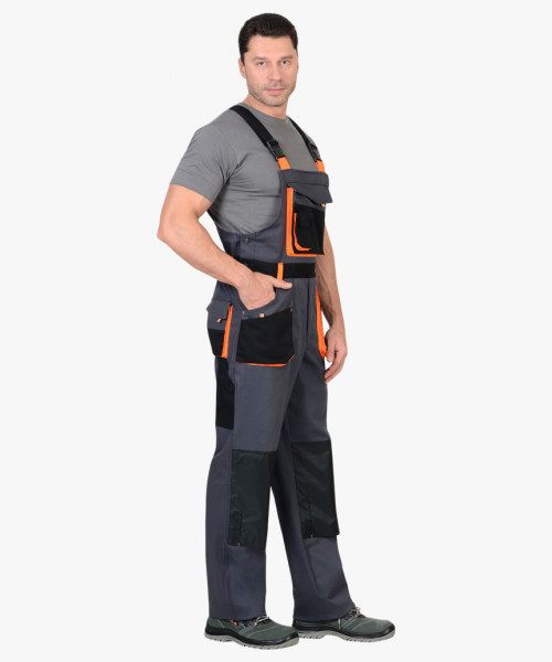 Полукомбинезон СИРИУС-МАНХЕТТЕН т.серый с оранж. и черным тк. стрейч пл. 250 г/кв.м