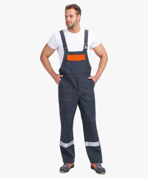 Костюм Бриготек-2 СОП (тк. Смесовая, 260) полукомбинезон, т.серый/оранжевый