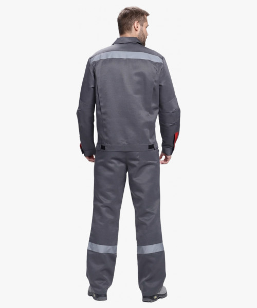 Костюм Фаворит-1 СОП усиленный IMP (тк.Смесовая,210) брюки, т.серый/серый/красный