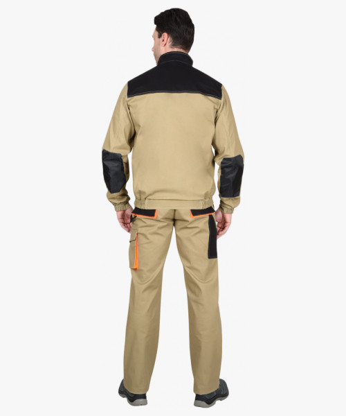 Костюм СИРИУС-МАНХЕТТЕН куртка, п/к песочный с оранж. и черным тк. мех. стрейч пл. 250г/кв.м