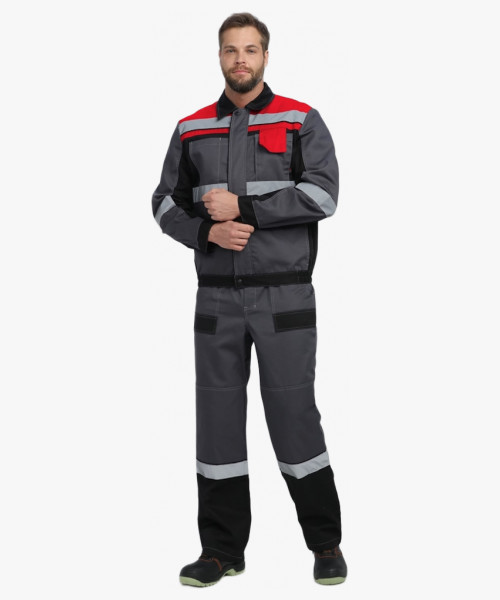 Костюм Виват-2 Премиум IMP (тк.Смесовая, 240) п/к, т.серый/черный/красный