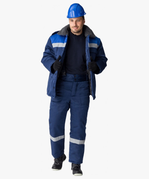 Костюм зимний Труженик-Ультра (тк.Смесовая,210) брюки, т.синий/васильковый