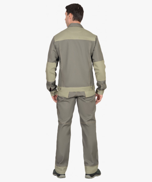Костюм СИРИУС-ВЕСТ-ВОРК куртка кор., п/к т.оливковый со св.оливковым пл. 275 г/кв.м