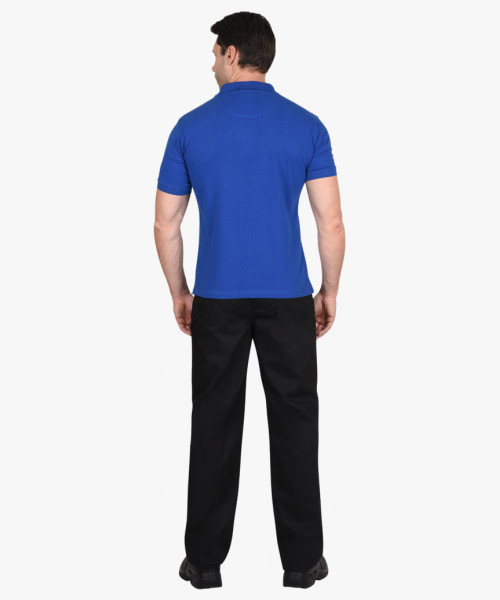 Рубашка-поло васильковая короткие рукава с манжетом, пл.180 г/м2 (ЧЗ)