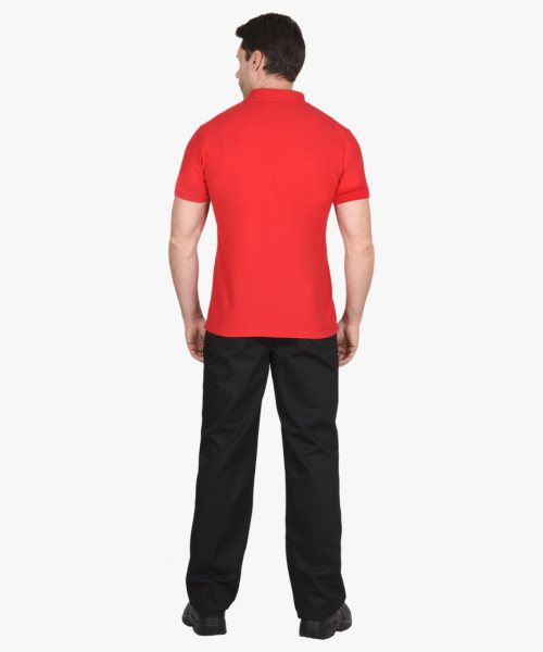 Рубашка-поло красная короткие рукава с манжетом, пл.180 г/м2 (ЧЗ)