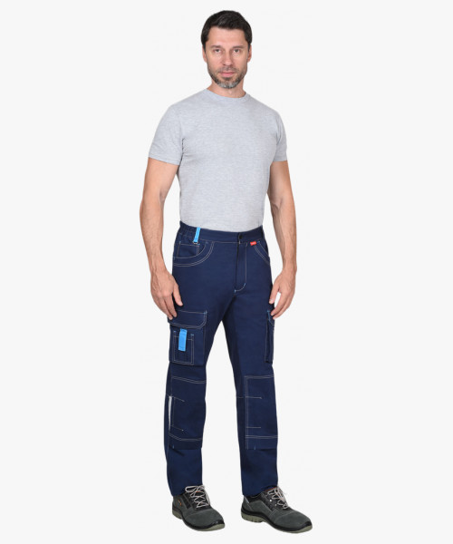 Брюки СИРИУС-ДЖЕТ синие с голубым тк. мех. стрейч с ВО