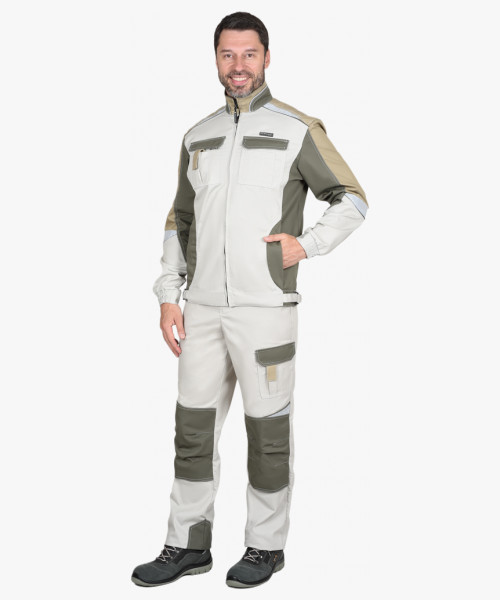 Куртка СИРИУС-КАСПИЙ молочная с оливой и песочным и СОП