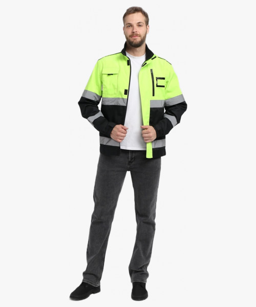 Куртка-трансформер сигнальная ProfLineSpecialist (тк.Смесовая МВО,240), желтый/черный