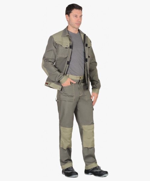 Куртка СИРИУС-ВЕСТ-ВОРК  т.оливковый со св.оливковым пл. 275 г/кв.м
