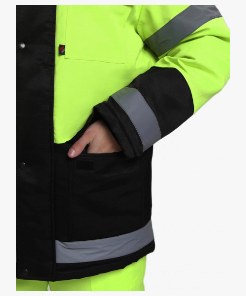 Костюм зимний для дорожника Ультра (тк.Смесовая,210) п/к, лимонный/черный