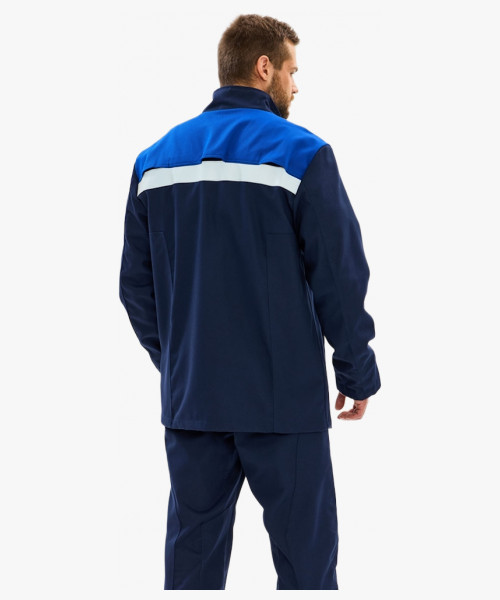 Костюм сварщика Велд-СОП 2 кл.защиты (тк.Хлопок-ОП,350) брюки, т.синий/васильковый