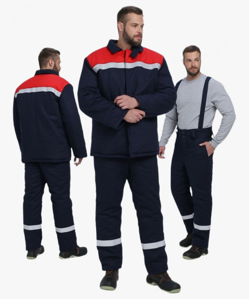 Костюм сварщика зимний Велд-СОП 1 кл.защиты (тк.Хлопок ОП,350) брюки, т.синий/красный